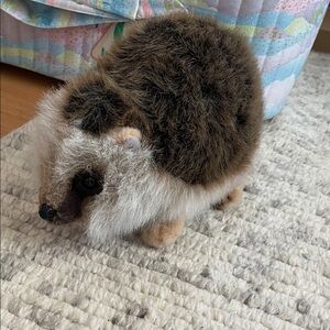 Plush Hedgehog Toy - Brown and White